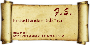 Friedlender Sára névjegykártya